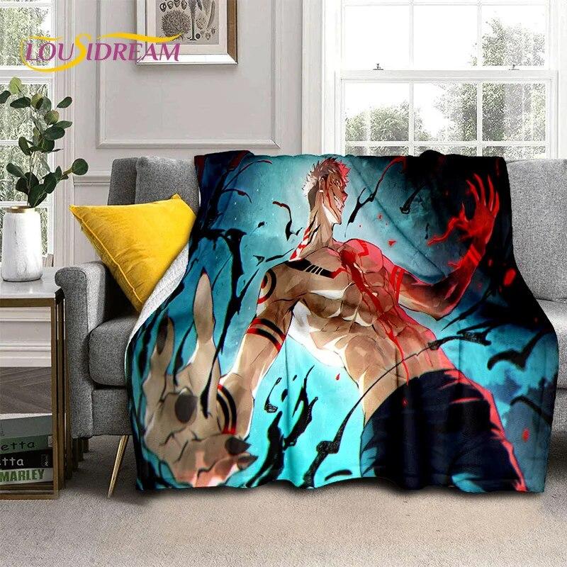 Anime Jujutsu Kaisen Itadori Yuji 3D Blanket,Soft Throw Blanket for Home Bedroom Bed Sofa Picnic Travel Office Cover Blanket Kid