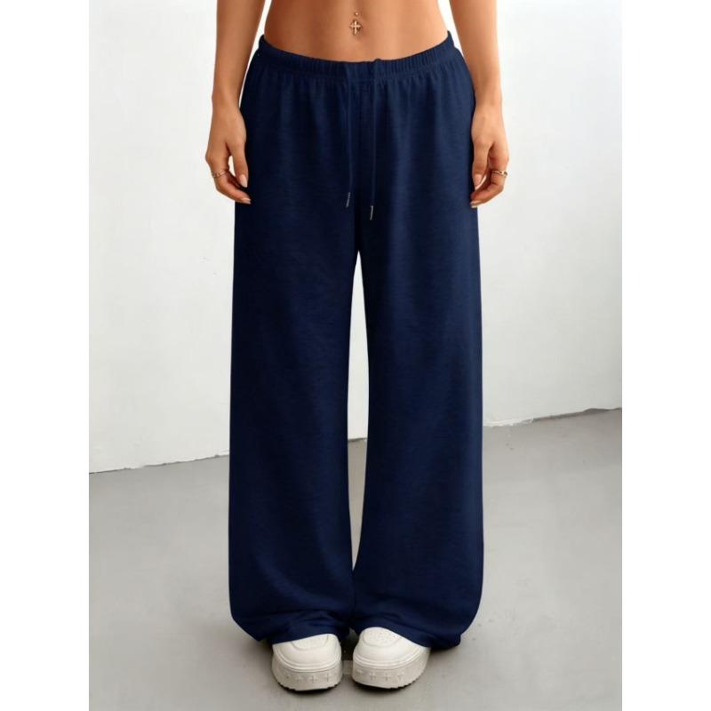 Women S Casual Wide Leg Loose Fit Solid Color Sports Sweatpants