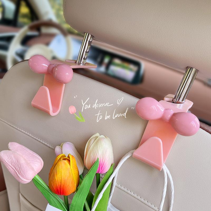Car Seat Back Hook Bowknot Storage Hook Multifunctional Sundries Back Storage Hook Interior Accessories