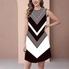 Womens Elegant Casual Sleeveless Round-Neck Midi Dress With 3D Print Loose Fit 2025