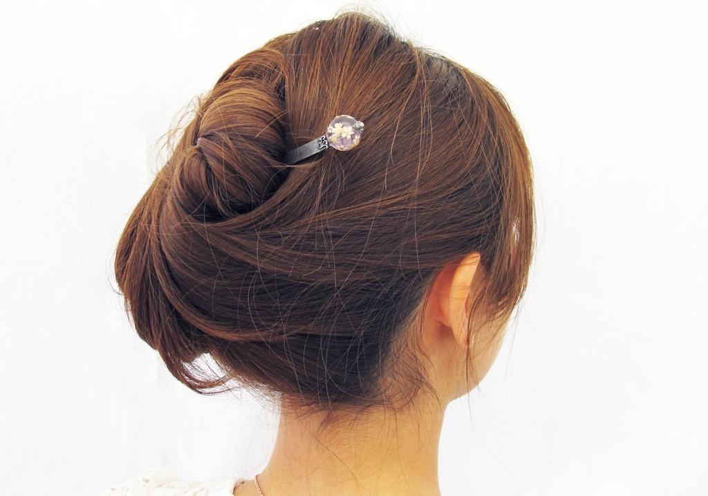 [Hasegawa Co., Ltd.] Kanzashi (Japanese Hair Ornament), Japanese Ball Kanzashi, Japanese Ball, Cherry Blossom, Yukata, Kimono, Clear, Blue