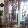 Peony Pattern Curtains Tulle Sheer Modern or Living Room Bedroom Windows Panel Balcony Decor