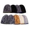 Herren Slouchy Strickmützen Gefütterte Warme Sport-Beanie Lässige Label-Deko Wintermützen