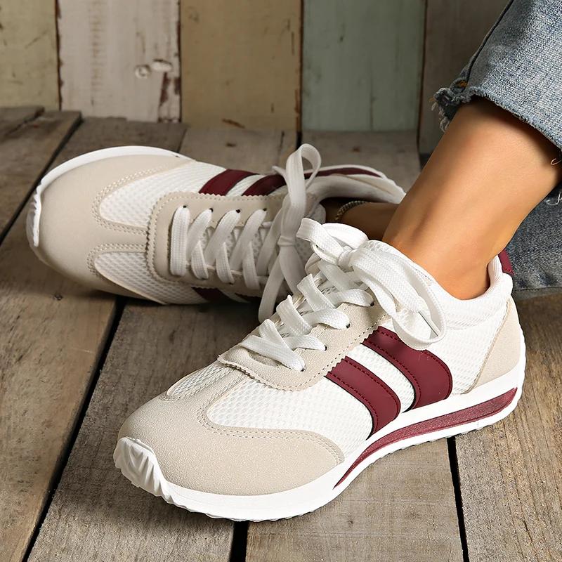 Fashion Women's Lightweight Casual Sneakers Breathable Mesh Running Sports Shoes for Women 2025 Fashion Striped Platform Trainers Woman