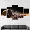 Coffee Beans Aroma Restaurant Kitchen 5 Piece Five Panel Wall Canvas Print Modern Art Poster Picture Home Decor Gift For Him For Her