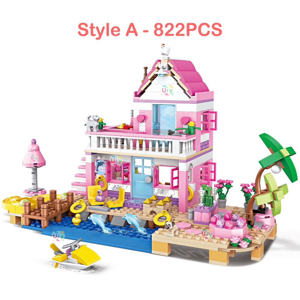 Sommerferien Meeresblick Villa Apartment MOC Baustein Sets Figuren DIY Spielzeug für Kinder Mädchen Weihnachtsgeschenk