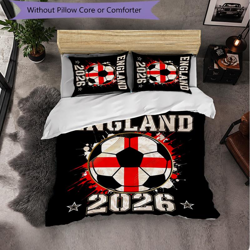 Set Biancheria da Letto a 3 Pezzi Nazionale di Calcio Inglese Morbido Set Copripiumino con Federe Set Decorazione Camera da Letto per la Casa