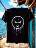 Legion of Skanks Grafik-T-Shirt - Schwarzes Rundhals-T-Shirt mit wütendem Gesicht Design