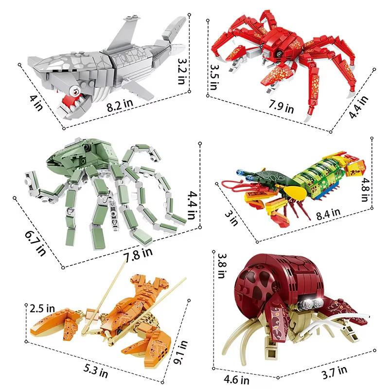 

Sea World Building Block Toy Shark Lobster Aquatic Creature DIY Assembled Building Block Toy Children s Creative Christmas Gift