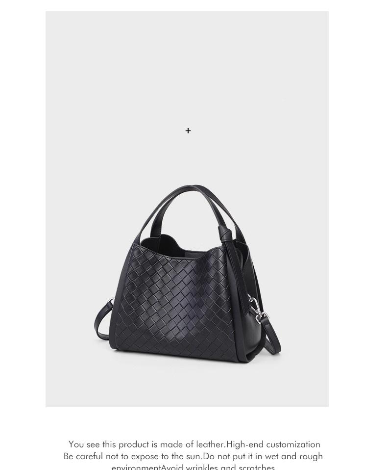 Woven Vegetable Basket Handbag Women's Autumn and Winter Niche Design High-end Messenger Bag Leather Bucket Tote Bag