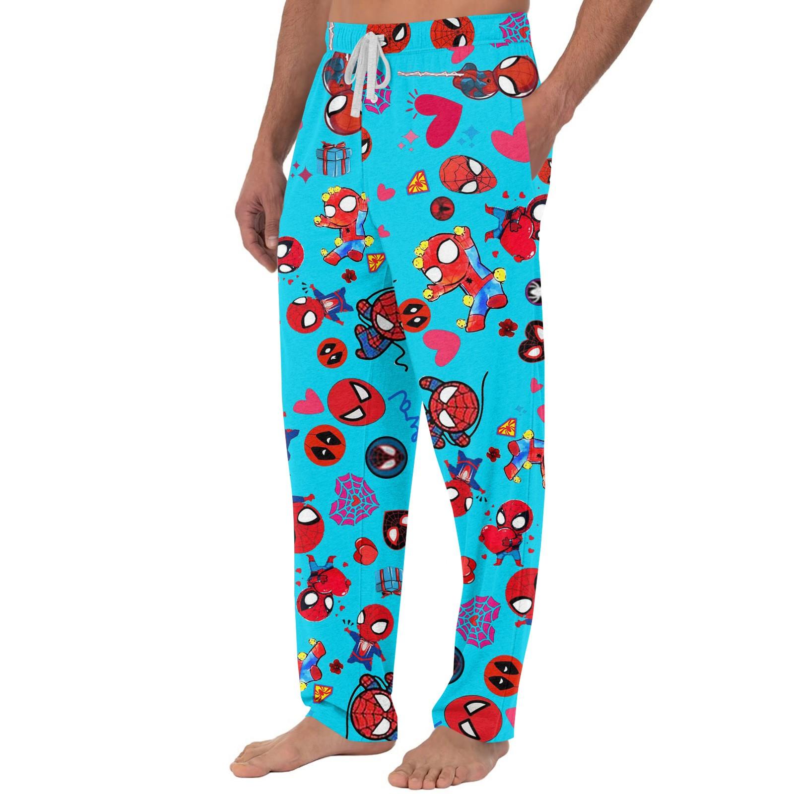 

Мужские повседневные брюки с принтом и карманами для домашней пижамы XXL циан