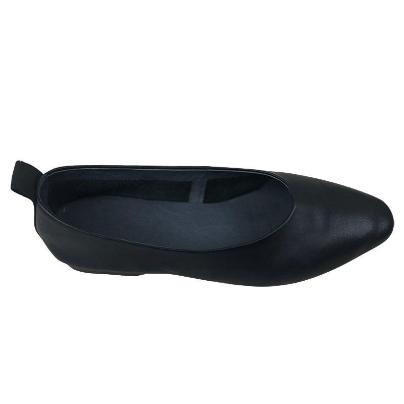 New Leather Single Shoes Women's Pointed Head Flat Bottom Shallow Mouth One Pedal Women's Shoes First Layer Cowhide Lazy Shoes