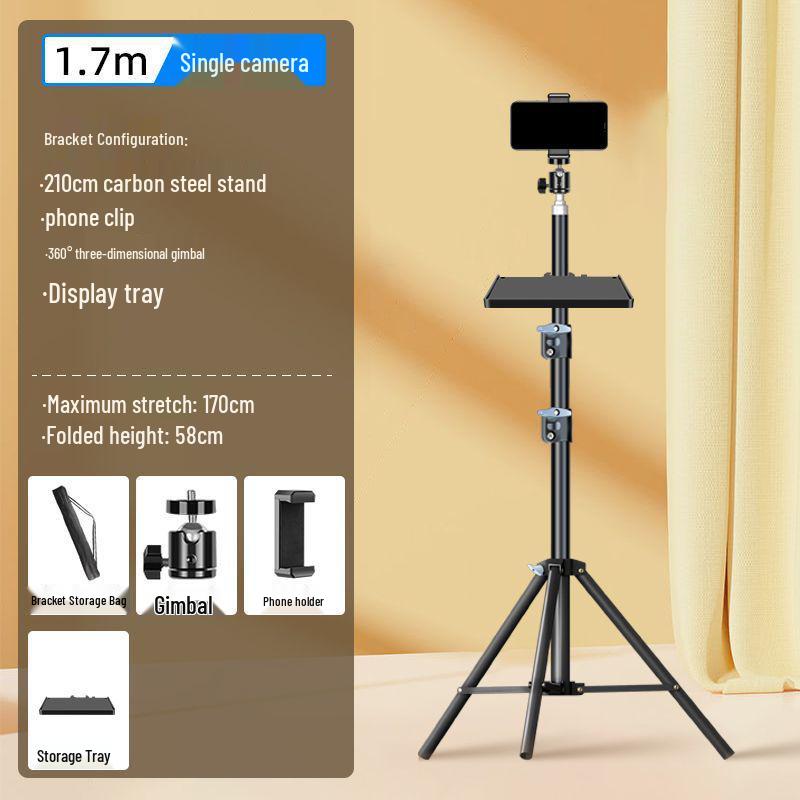 Dual Phone Live Streaming Stand with Multi-Camera Holder and Fill Light for Douyin