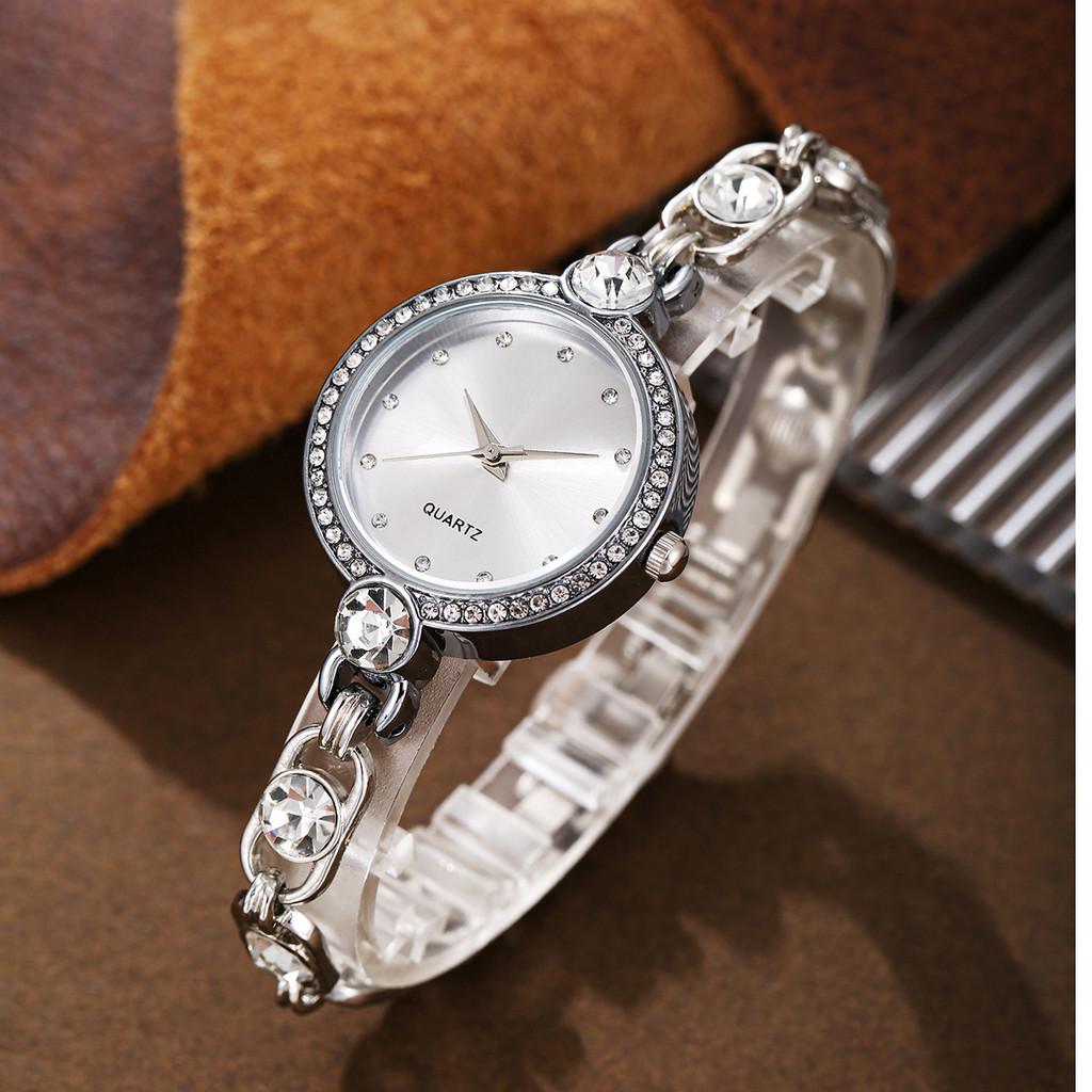Kstyle Decorative Ladies Alloy Quartz Watch With Gemstone Bracelet For Casual Wear