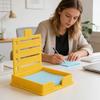 Note Holder for Desk Plastic Note Box with 5 Templates And Clamp Multi-Functional Note Organizer for Office School Home Use