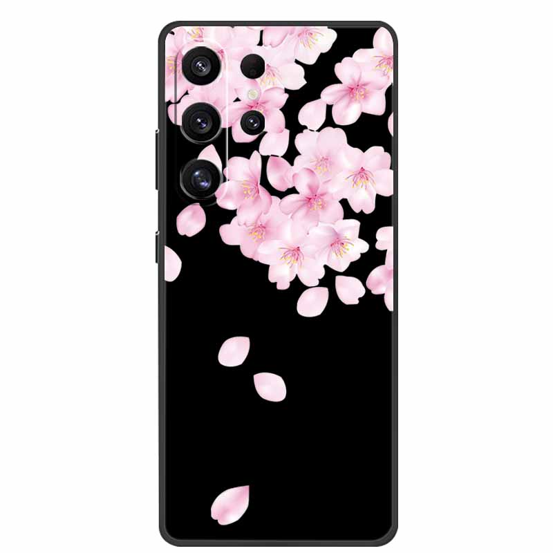 For Samsung Galaxy S26 Ultra Case Cute Floral Black Luxury Soft Silicone Back Cover For Samsung S26 Ultra Cases GalaxyS26 Ultra