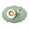 1/6/10 stk Ovalformede Saga Grønne Brikker Kunstskinn Bordskånere Luksuriøs Stil Isolerte Bordartikler Kaffepute for Bryllupsbord