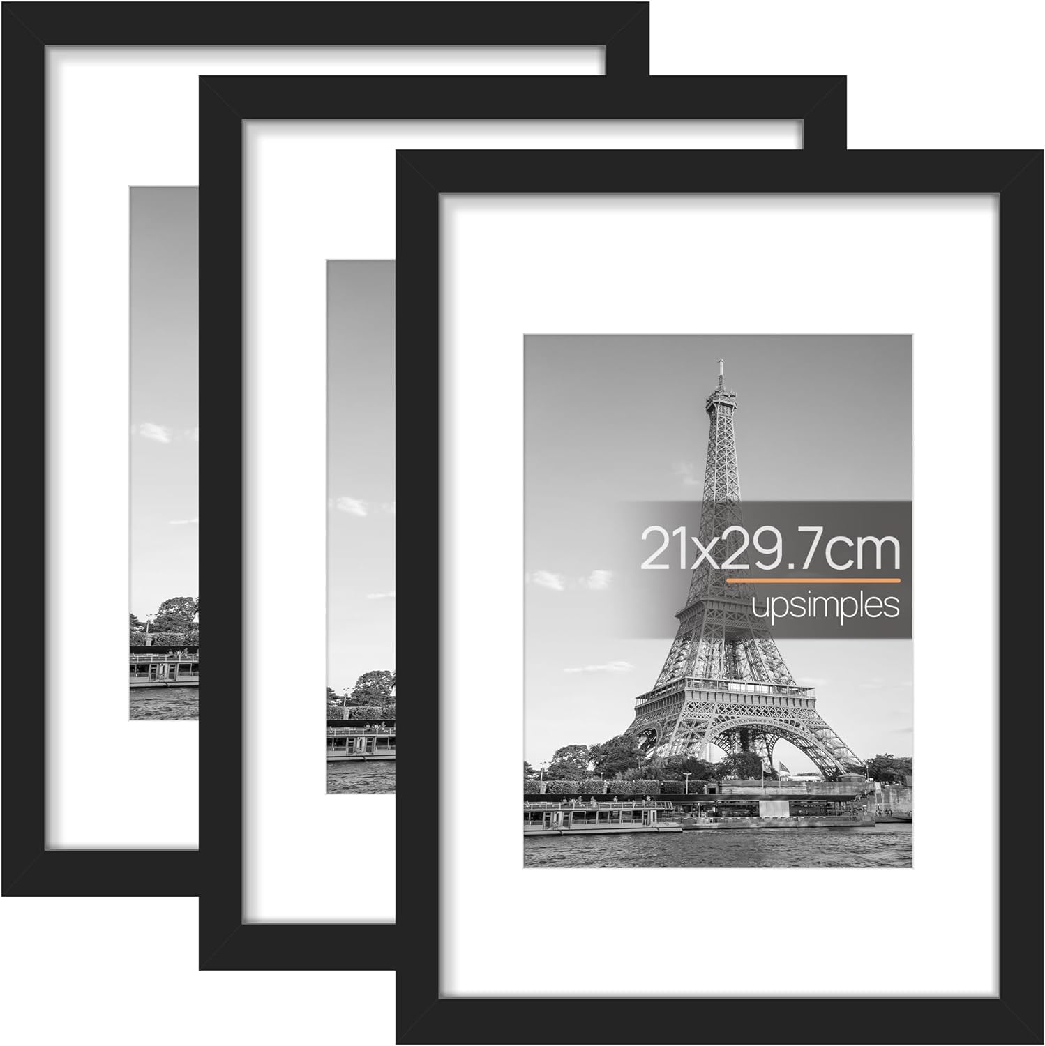 

upsimples Черная фоторамка А4 Набор из 3 фоторамок А4 29,7x21см чёрный
