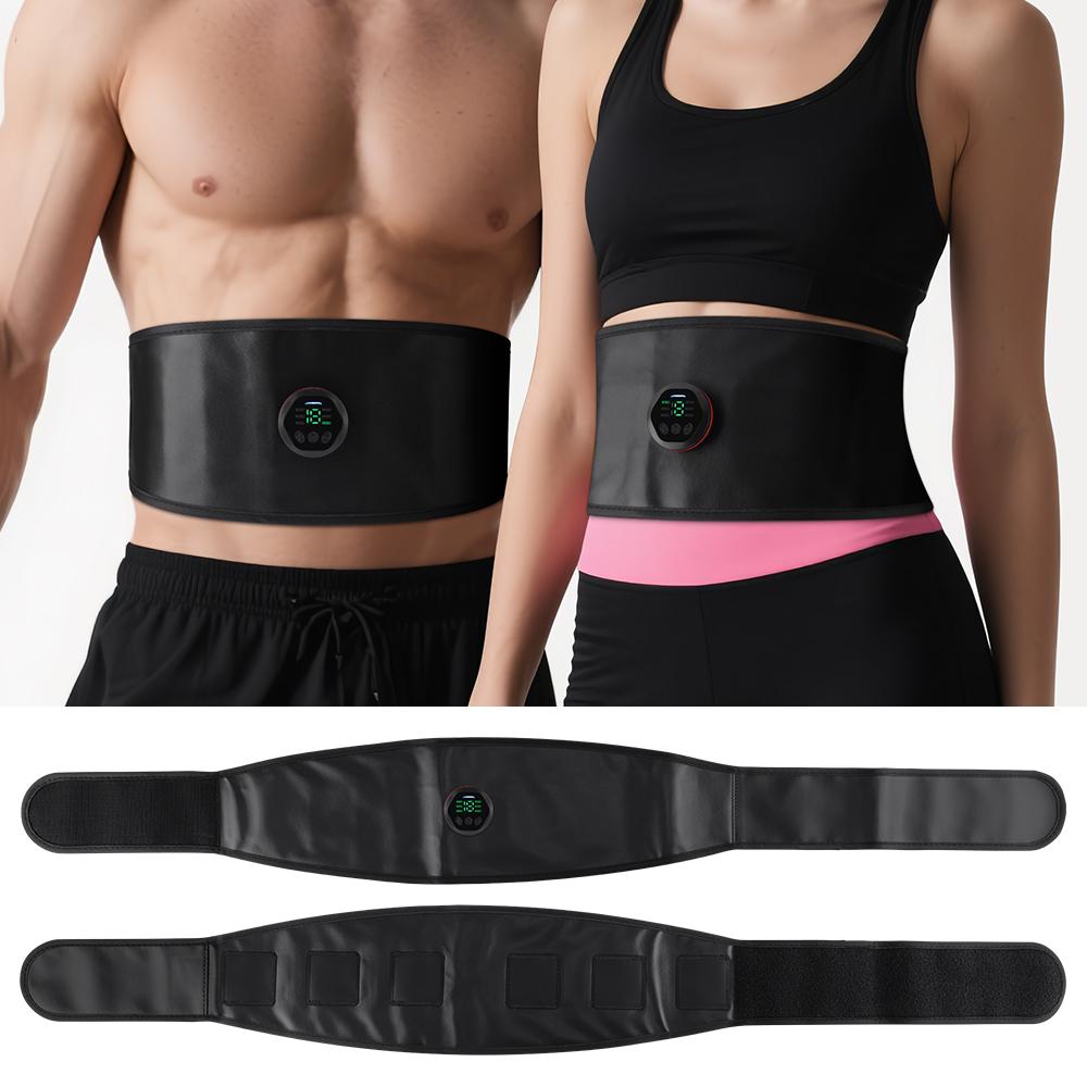 EMS Waist Abdominal Trainer Belt Muscle Stimulator Abs Muscle Toner Display Fat Burn Body Slimming Weight Loss Fitness Massage