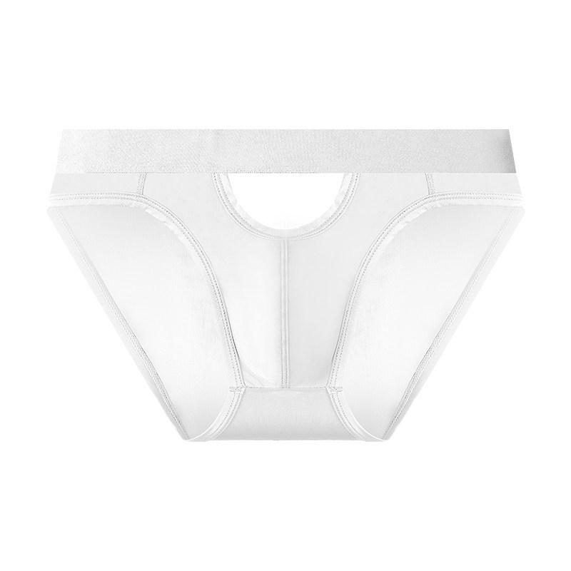 Men's Summer Sexy Hollow Ice Silk Cool Feeling Fast Dry Breathable Sports Low Waist Triangle Briefs