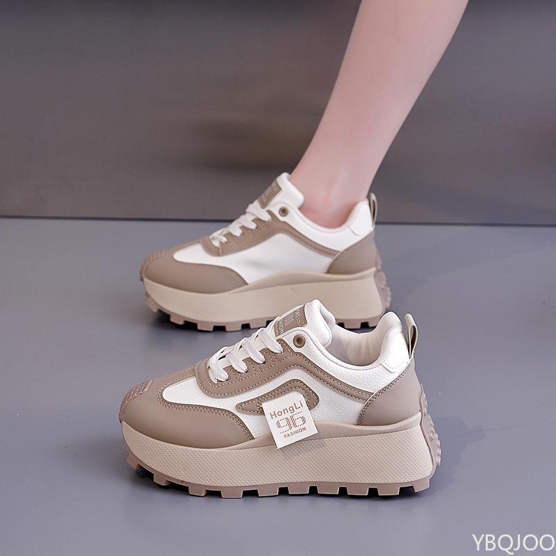 

Модная легкая роскошь женская обувь весна новая повседневная нескользящая толстая подошва спортивная повседневная вулканизированная одинарная обувь Plataforma Mujer кроссовки 40 бежевый