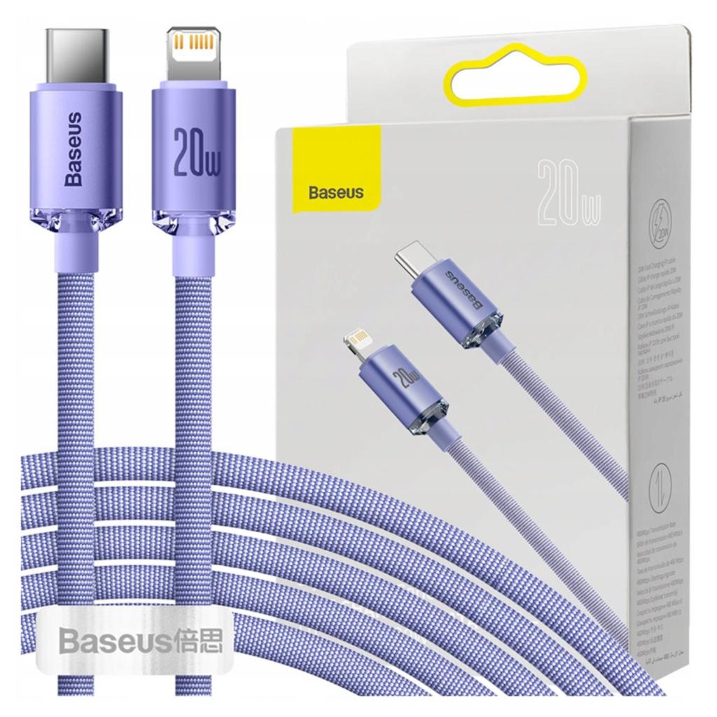 Kabel Usb-C Do Lightning Baseus Crystal, 20W, Pd, 2M (Fioletowy)
