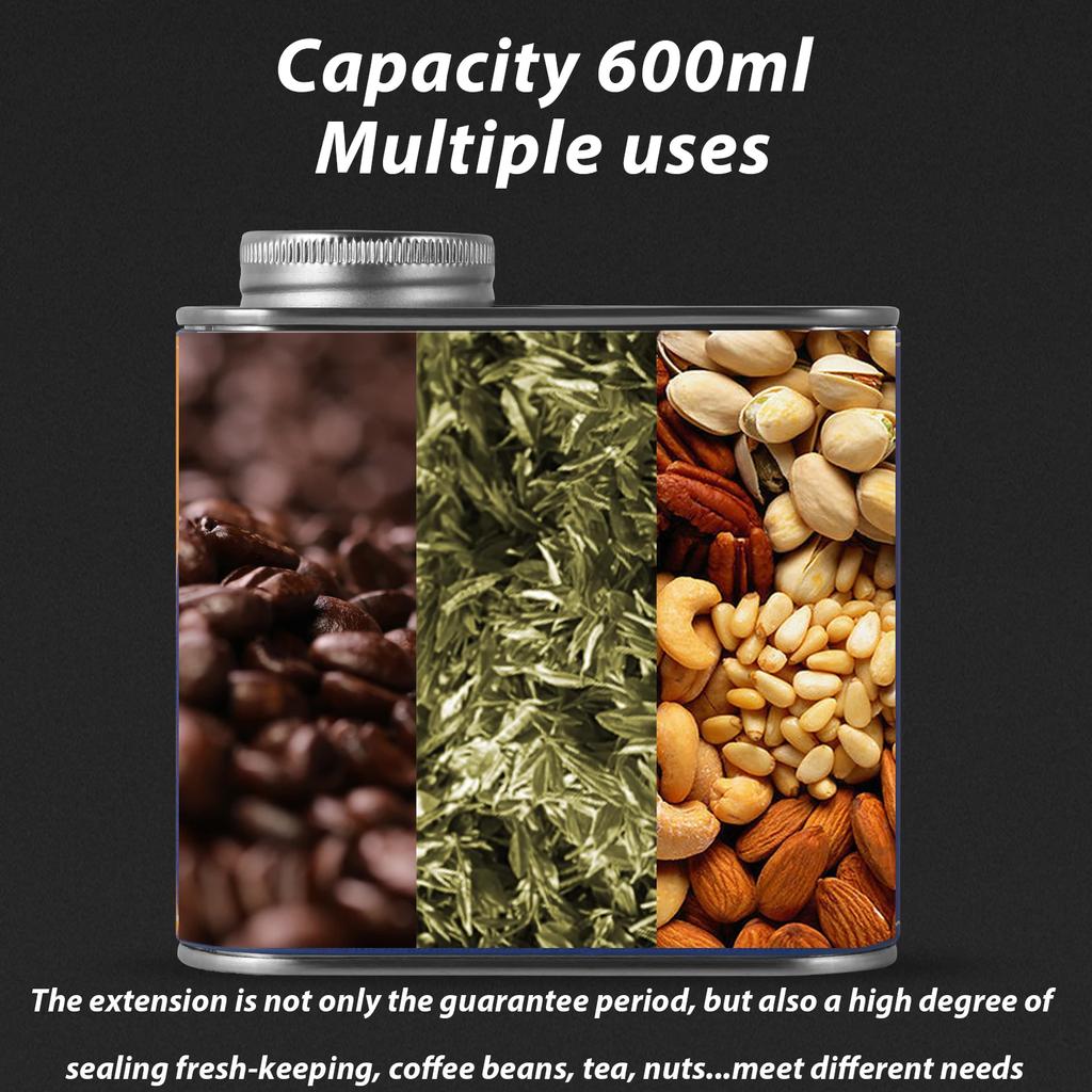 600ml Airtight Coffee Canister with Metal Sealed Air Valve - Portable for Camping & Travel