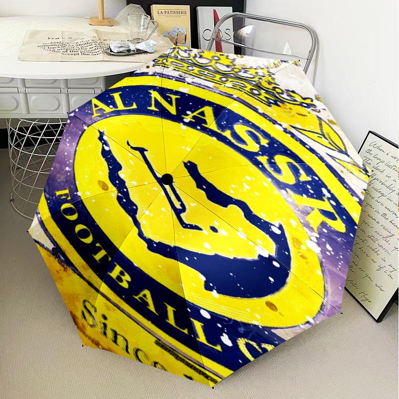 1PC Al-Nassr Football Club Crest Printed Umbrella Folding umbrella, automatic umbrella 8-Frame for Travel, camping Fan gifts Christmas Gifts