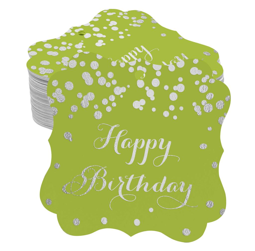 Inkdotpot Real Gold Foil Bracket Shape Paper Hang Tags Happy Birthday Favor Tags Pack Of