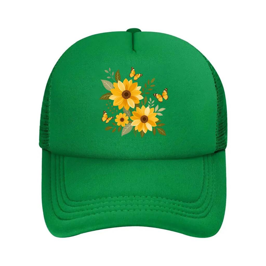 Golden Wildflower Butterfly Joy Gard  Mesh Baseball Cap Hip Hop