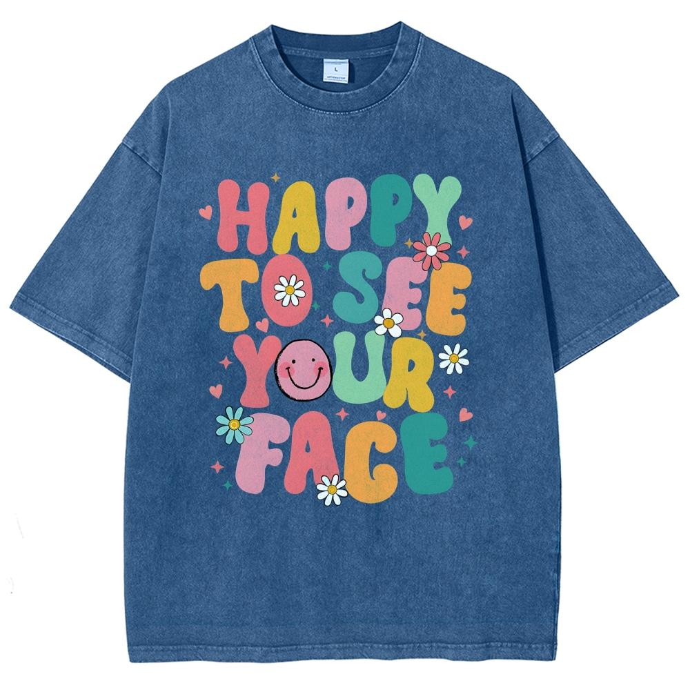 Colorful Cute Letter Print T-Shirt Unisex Fashion Round Neck Washed Cotton Short Sleeve Top 2024 Design Sense Casual Tee