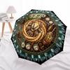 Steampunk Rabbit Garden pattern umbrella, portable and foldable design, 8 ribs, a casual accessory for Halloween, Christmas, and birthday gifts.