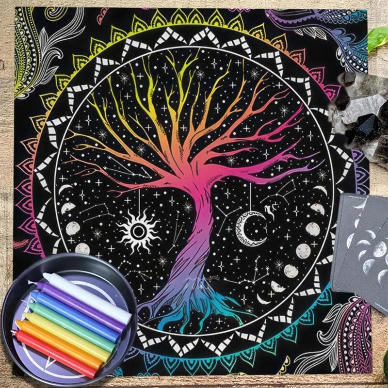 50x50/60x60/75x75cm Tarot Tischdecke Matte Geometrische Wahrsagungen Tischdecke Brettspiel Orakelkarten Unterlage Runenunterstützungsmatte