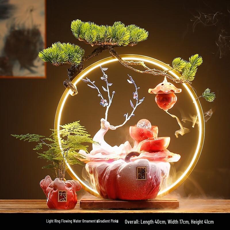 OIMG Fortune Deer Flowing Water Fountain Ornament