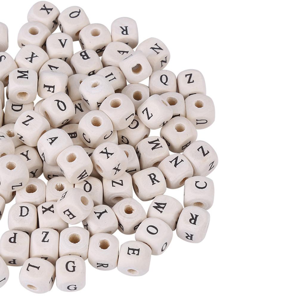 100pcs Mixed Maple Square Bead Letter Cube Loose Spacer Beads For DIY Jewelry Making