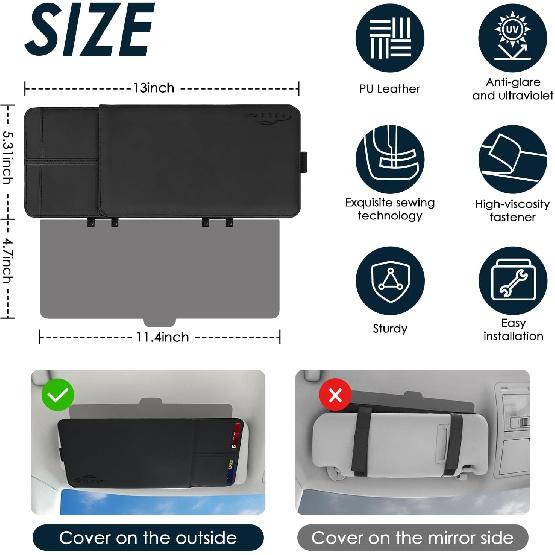 Polarized Sun Visor For Car With Registration And Urance Holder, Upgrade Sun Visor Extender With Registration Holder, Car Visor Extender Sun Blocker