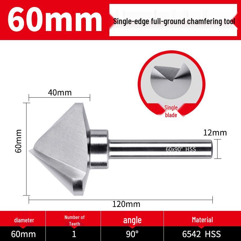 Straight Shank Single-Edge 3-Flute 45° Chamfering & Deburring Countersink Drill Bit, 90° Inner Hole Trimmer
