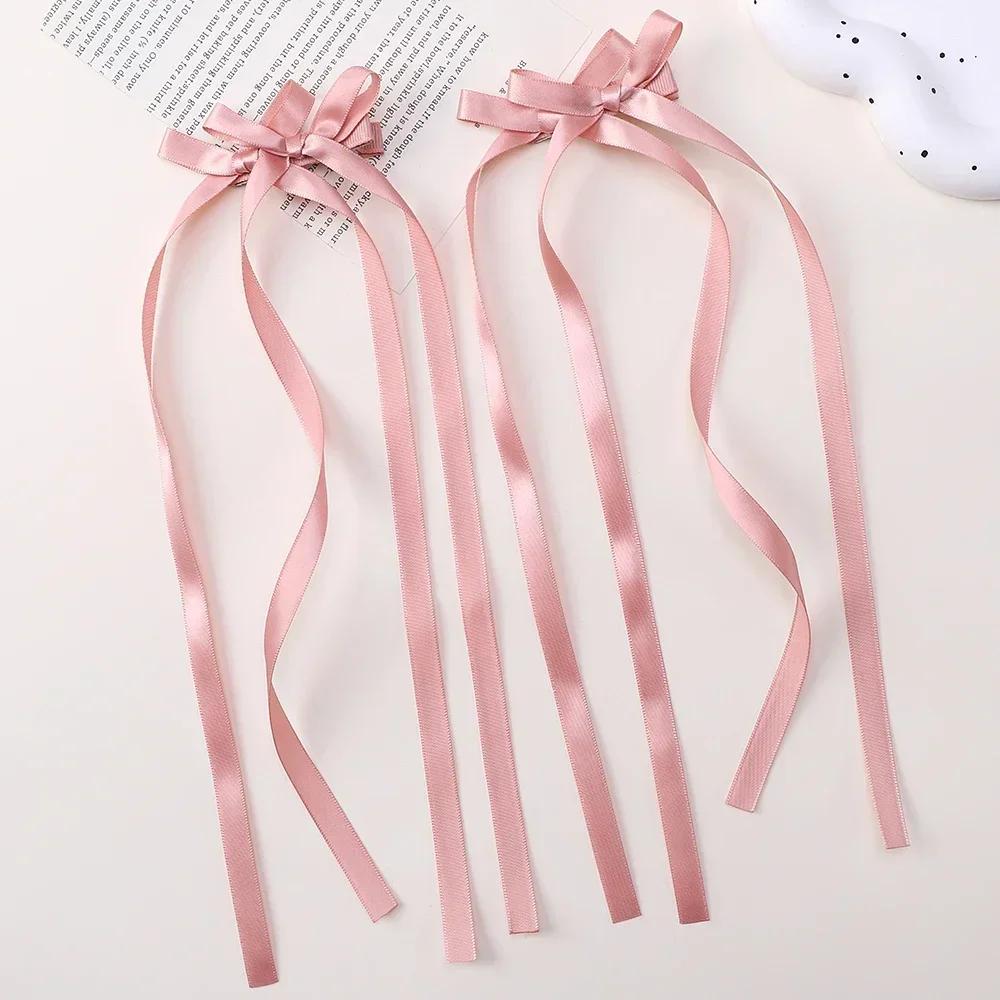 LOVEKIKI 2Pcs Long Tassel Hair Bow Hair Clips for Girl Lovely Ribbon Headwear Ins Party Ponytail Barrette Women Hair Accessories