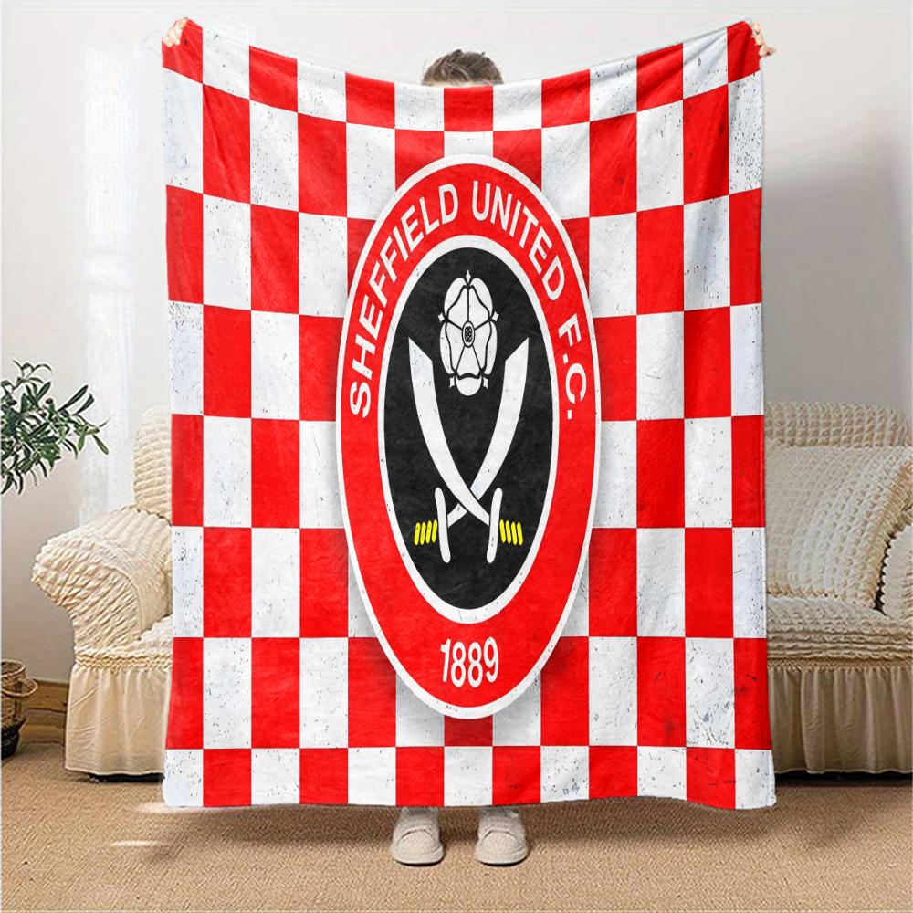 Sheffield Team Crest Flannel Blanket, Soft Polyester, Modern Design, All-Season for Camping, Travel, Gifts for holidays or birthdays