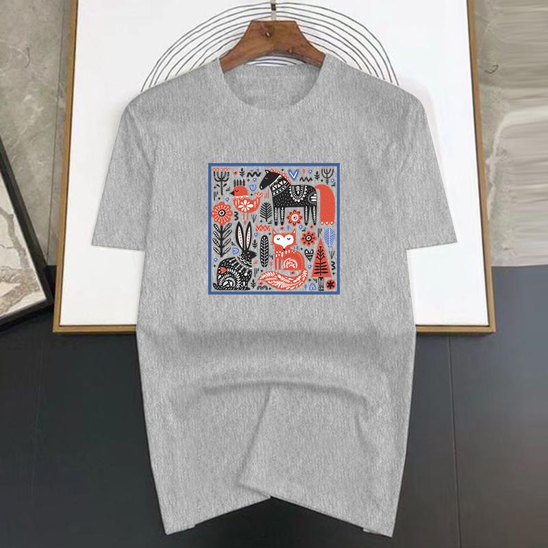 Color Jungle Print Cotton Oversized Men Short Sleeve Casual T Shirt Woman Clothing Tops  Summer Tees Fashion Streetwear