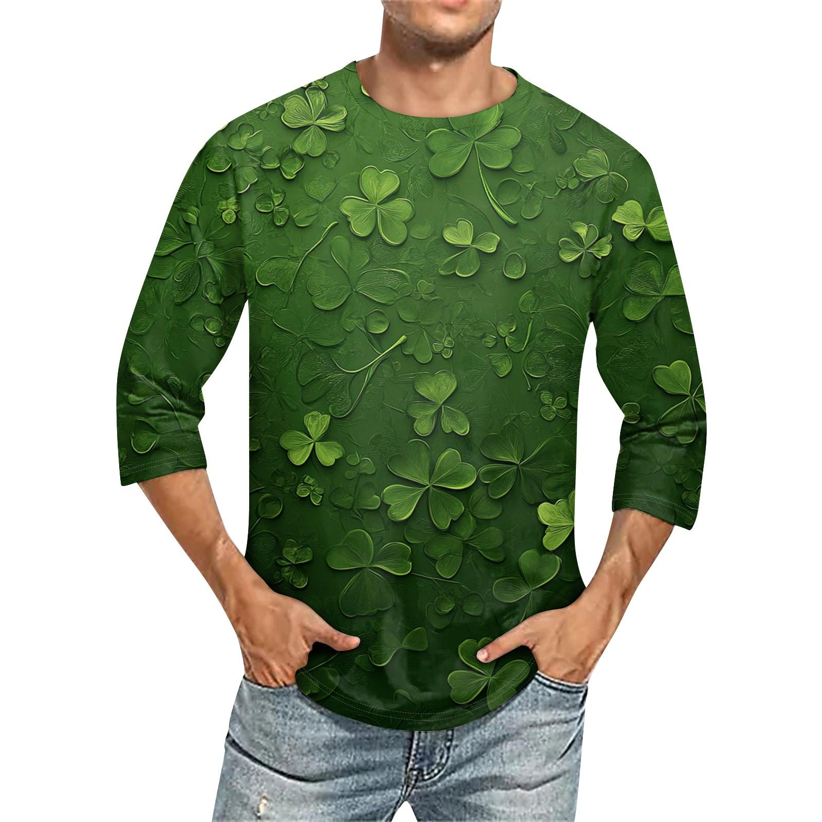 

Мужская однотонная футболка с круглым вырезом и рукавами три четверти XL