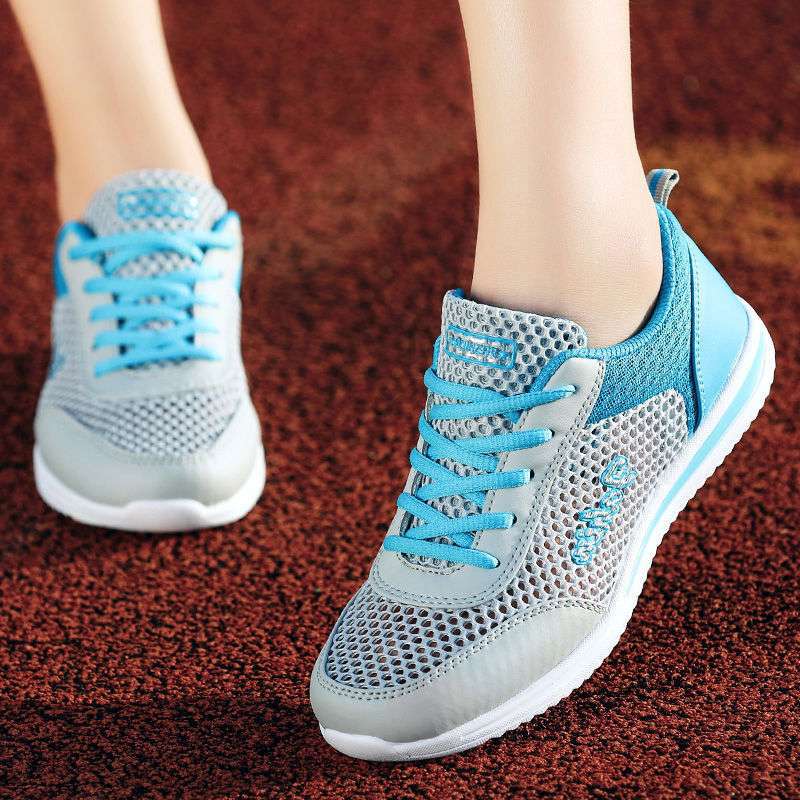Sommer Hohlmaschen Atmungsaktive Lässige Sportschuhe für Damen Weiß Weiche Sohle Leichte Laufschuhe Einzelne Mesh-Schuhe