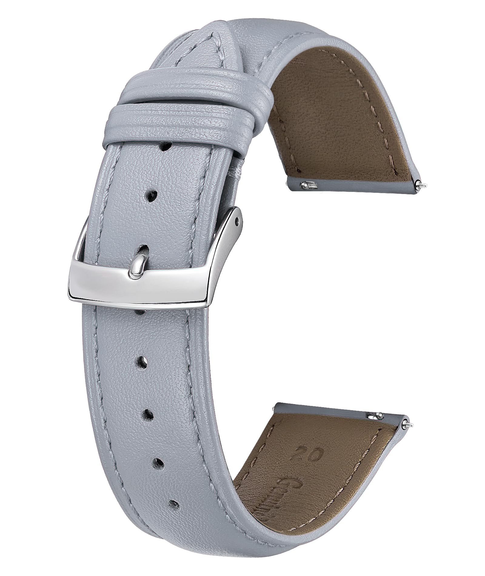

BINLUN Leather Watch Strap, Quick Release, Multiple Colors, Stylish Replacement Strap, Soft and Breathable, Unisex (19mm, Gray)