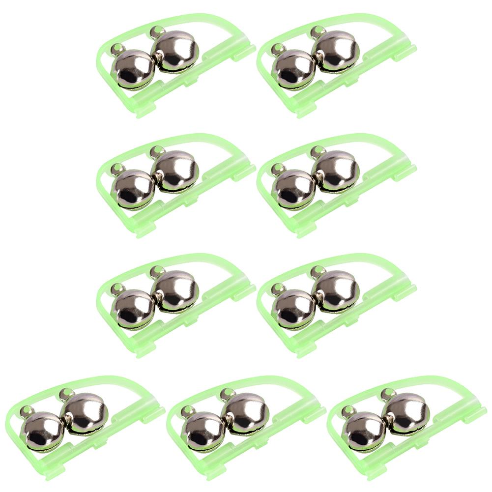 10Pcs Fishing Bells Clip on Fishing Rod Bells Portable Fluorescent Fishing Rod Tip Bell Fishing Tackles for Night Fishing зелёный