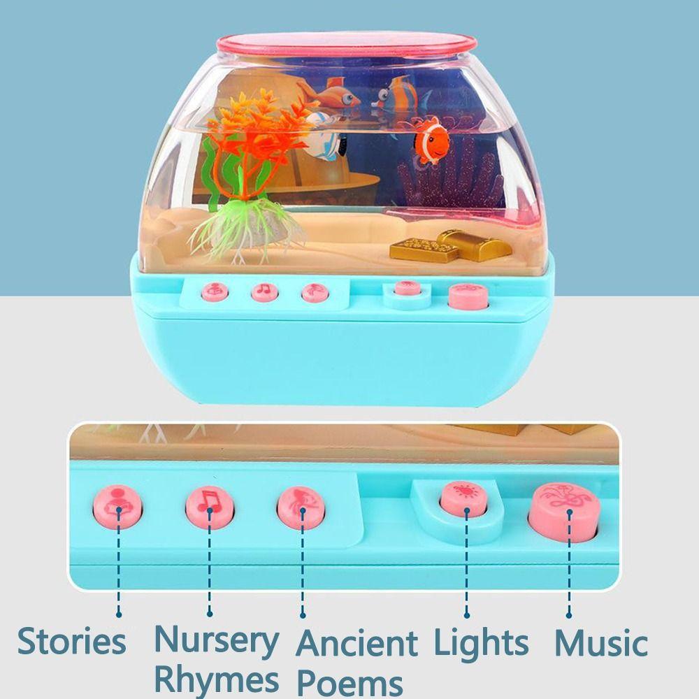 Funny Creative Artificial Aquarium Light Up Cartoon Mini Simulation Fish Tank Lovely with Music LED Light Up Tank Office