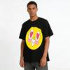 Heart Eyes Smiley Face Print T-shirt Casual Loose Fit Cute Cool Style Daily Wear Top For Teens Pure cotton T-shirt