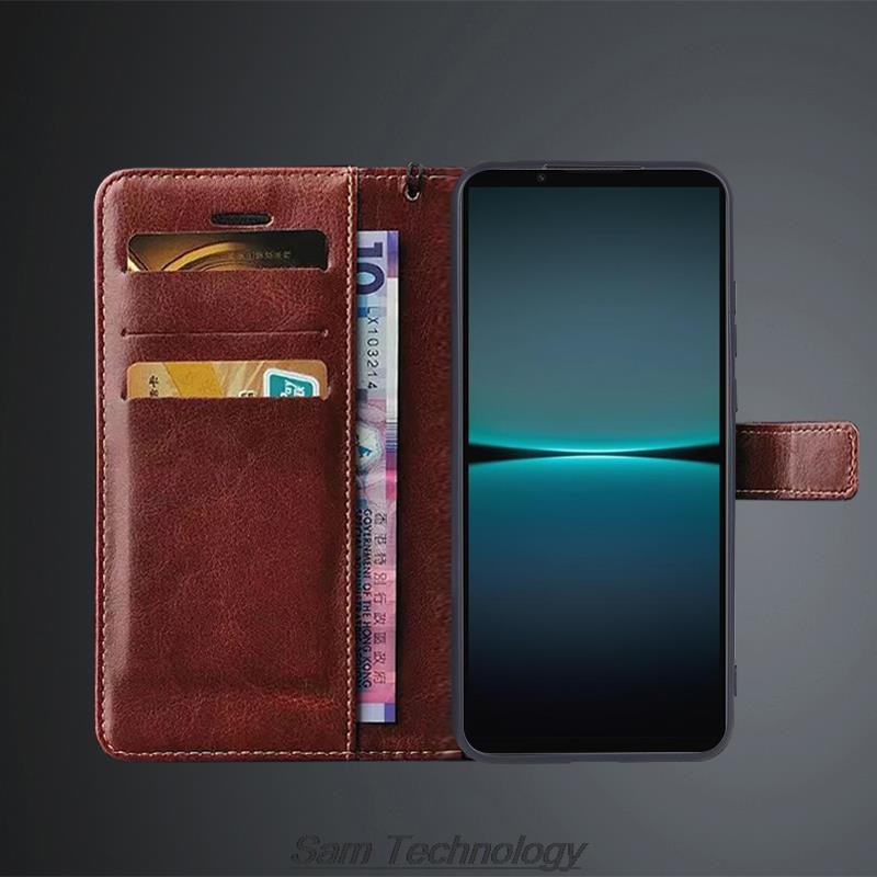 Card Holder Cover Case for Sony Xperia 1 IV / 1 III / 1 II V Pu Leather Flip Cover Retro Wallet Phone Case Business Fundas Coque