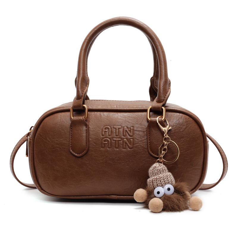 Autumn/Winter 2025 Women's Korean-Style Retro Bowling Crossbody Bag