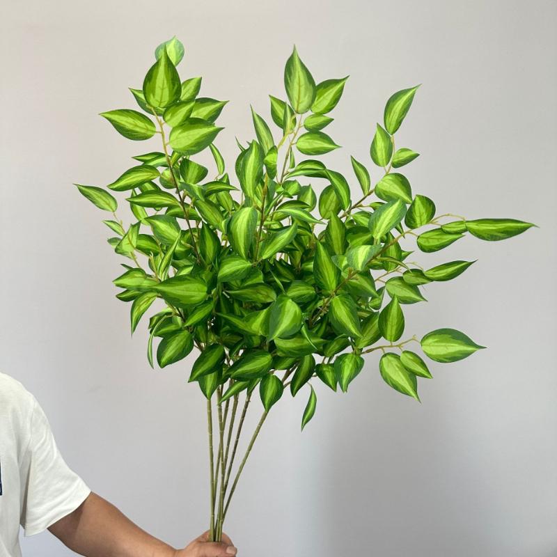 6pcs Simulation Plants Silk Eyebrows Leaves Bedroom Decoration Artificial Plant Green Eyebrow Leaf Branch Hotel Decorative