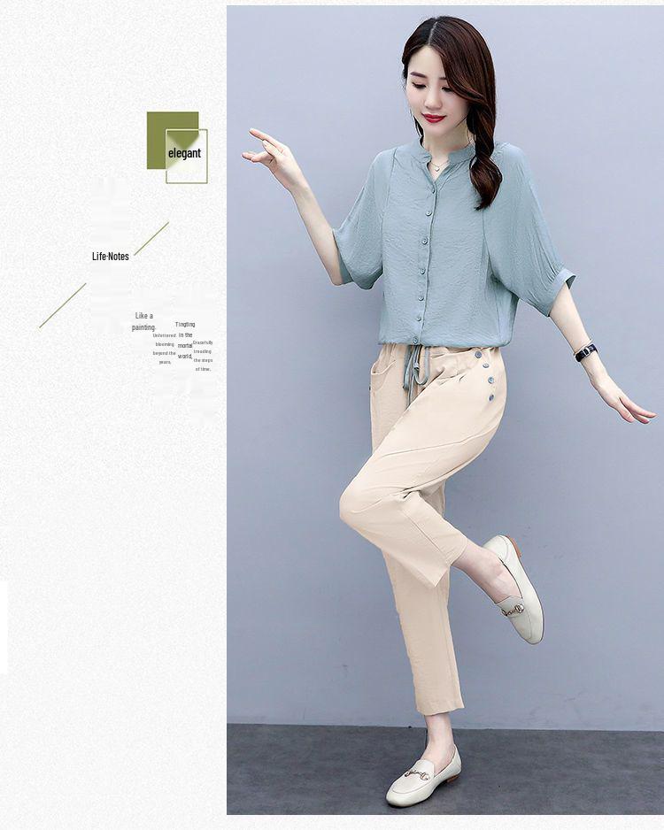 Women's 2024 Summer Korean-Style Linen Suit: Fashionable Loose Slimming Two-Piece Set